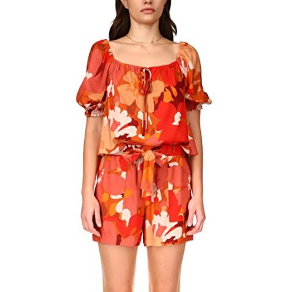 Sanctuary Remember Me Printed Puff Sleeve Top In Sun Drenched - XS